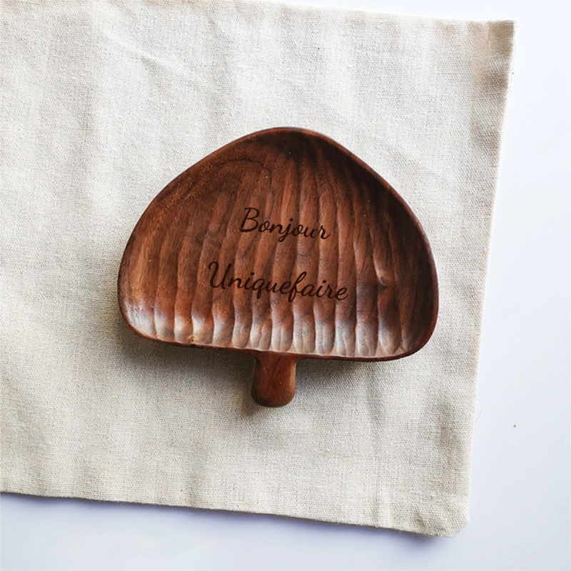 Assiette en Noyer en Forme d'Arbre Pomme de Pin Châtaigne Champignon