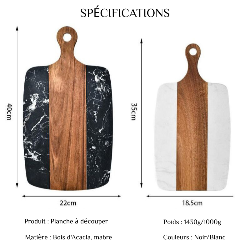 Planche à découper en marbre et bois Planche personnalisable avec nom