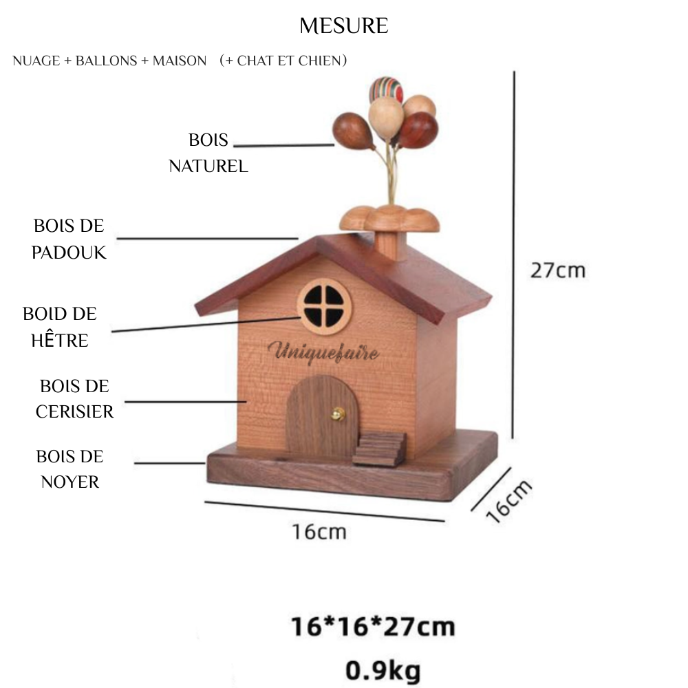 Tirelire Chalet en Bois Boîte à Monnaie Décor de Maison Cadeau pour Famille