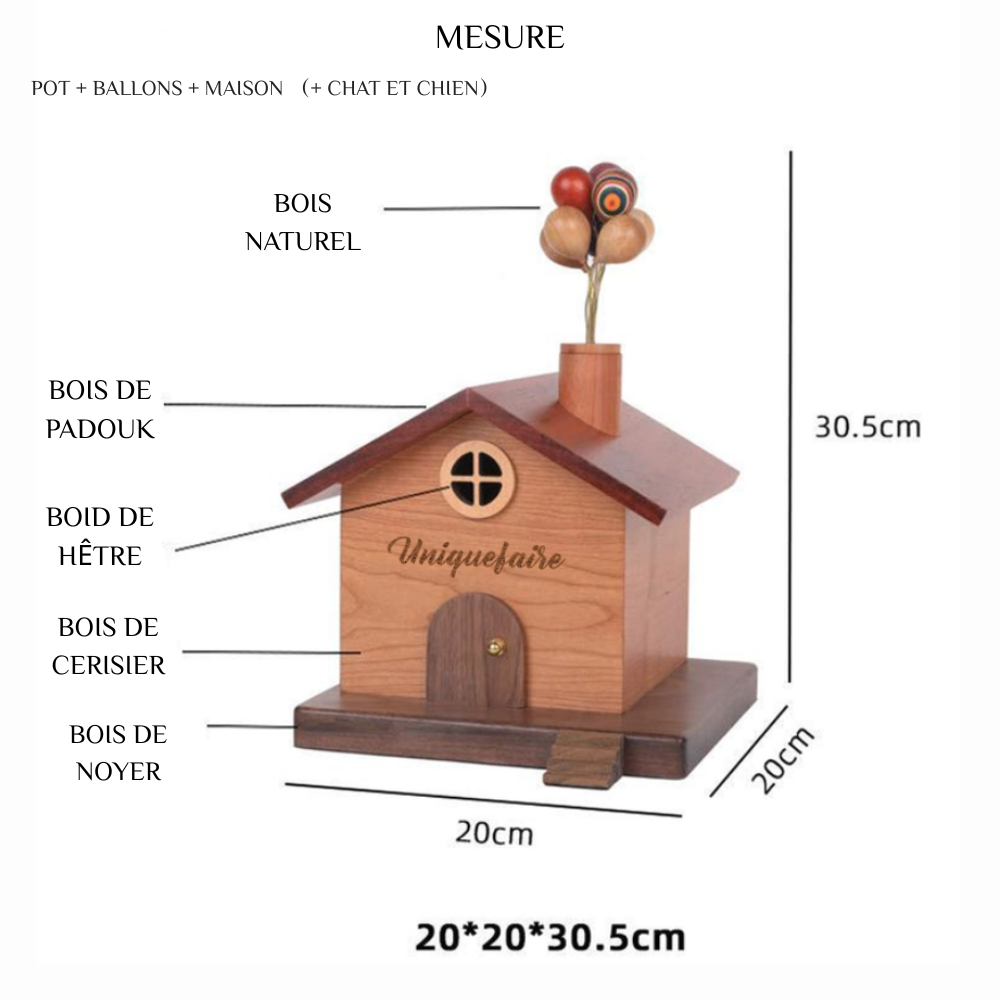 Tirelire Chalet en Bois Boîte à Monnaie Décor de Maison Cadeau pour Famille