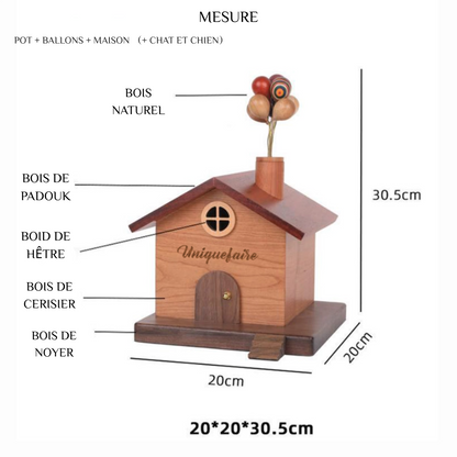 Tirelire Chalet en Bois Boîte à Monnaie Décor de Maison Cadeau pour Famille