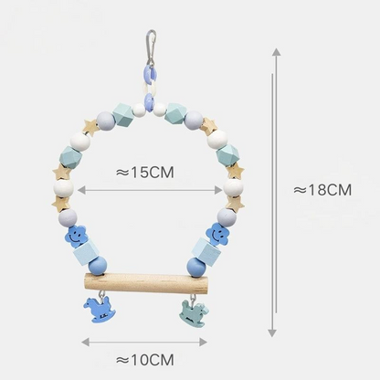 Jouet Suspendu en Bois pour Oiseaux  Personnalisé avec Nom Gravé