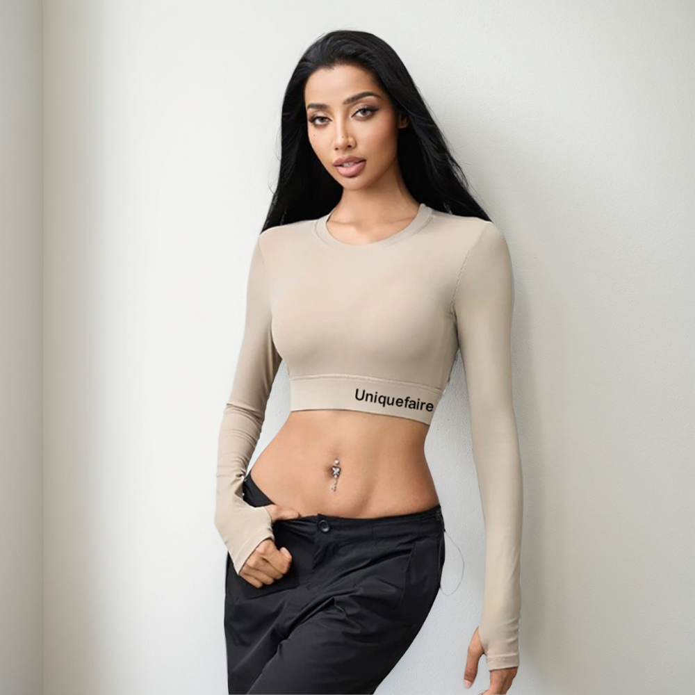 Haut Court à Manches Longues avec Dos Nu pour Sport