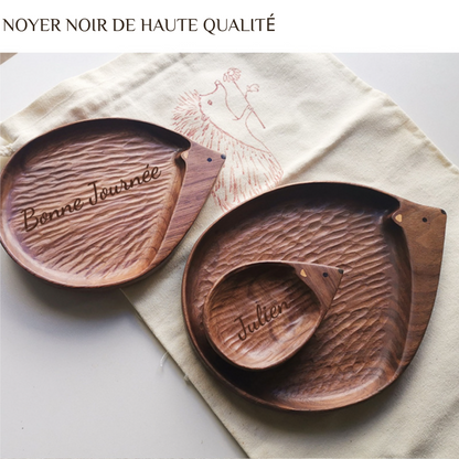 Assiette en Bois de Noyer Forme de Hérisson Décor pour Maison
