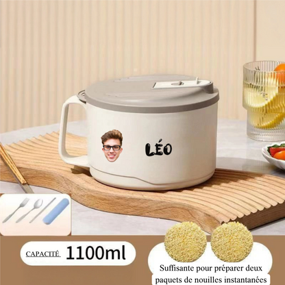 Bol à Nouilles en Inoxydable 316 avec Couvercle Boîte à Lunch Idéale pour les Étudiants