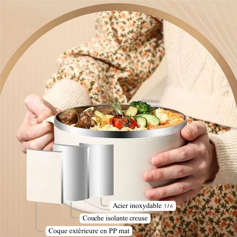 Bol à Nouilles en Inoxydable 316 avec Couvercle Boîte à Lunch Idéale pour les Étudiants
