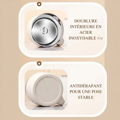 Bol à Nouilles en Inoxydable 316 avec Couvercle Boîte à Lunch Idéale pour les Étudiants