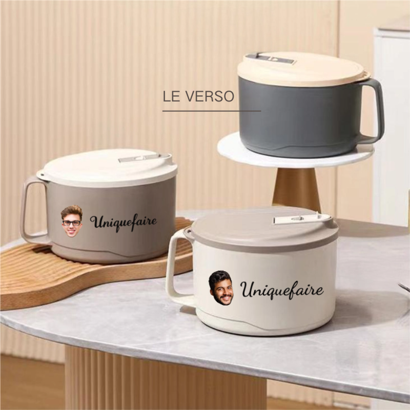 Bol à Nouilles en Inoxydable 316 avec Couvercle Boîte à Lunch Idéale pour les Étudiants