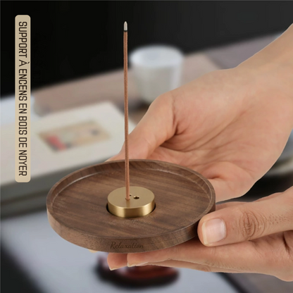 Assiette à Encens en Noyer Support à Encens Personnalisable avec Nom