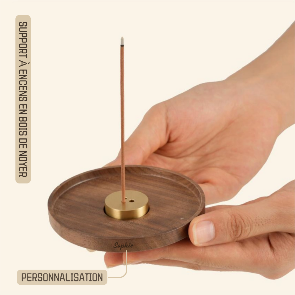 Assiette à Encens en Noyer Support à Encens Personnalisable avec Nom