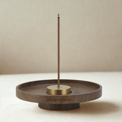 Assiette à Encens en Noyer Support à Encens Personnalisable avec Nom